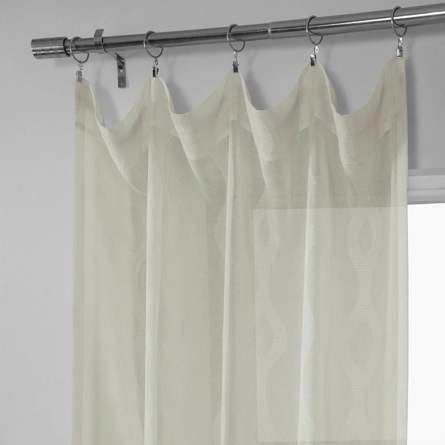 Vega White Patterned Faux Linen Sheer Curtain 4 Vega White Patterned Faux Linen Sheer Curtain - Image 2