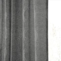 Vega Charcoal Patterned Faux Linen Sheer Curtain -Chic Curtains Shop SHCH 81848B extra view 1