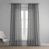 Vega Charcoal Patterned Faux Linen Sheer Curtain -Chic Curtains Shop SHCH 81848B front view