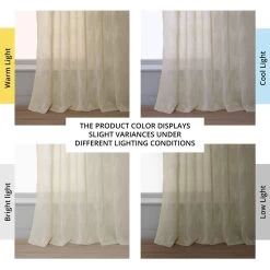 Sirius Beige Patterned Faux Linen Sheer Curtain -Chic Curtains Shop SHCH 81862 angled front view