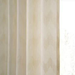 Sirius Beige Patterned Faux Linen Sheer Curtain -Chic Curtains Shop SHCH 81862 extra view 1