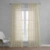 Sirius Beige Patterned Faux Linen Sheer Curtain -Chic Curtains Shop SHCH 81862 front view