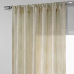 Sirius Beige Patterned Faux Linen Sheer Curtain -Chic Curtains Shop SHCH 81862 pole pocket header