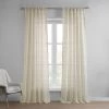Polaris Tan Patterned Faux Linen Sheer Curtain 2 Polaris Tan Patterned Faux Linen Sheer Curtain -Chic Curtains Shop SHCH 81863B front view