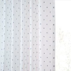 Altair Blue Patterned Faux Linen Sheer Curtain 11 Altair Blue Patterned Faux Linen Sheer Curtain -Chic Curtains Shop SHCH 81873 extra view 1