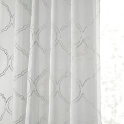 Florentina Silver Embroidered Sheer Curtain -Chic Curtains Shop SHCH EMB20131B extra view 1