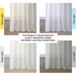 Aruba Cream Striped Linen Sheer Curtain -Chic Curtains Shop SHCH HC66083 angled front view