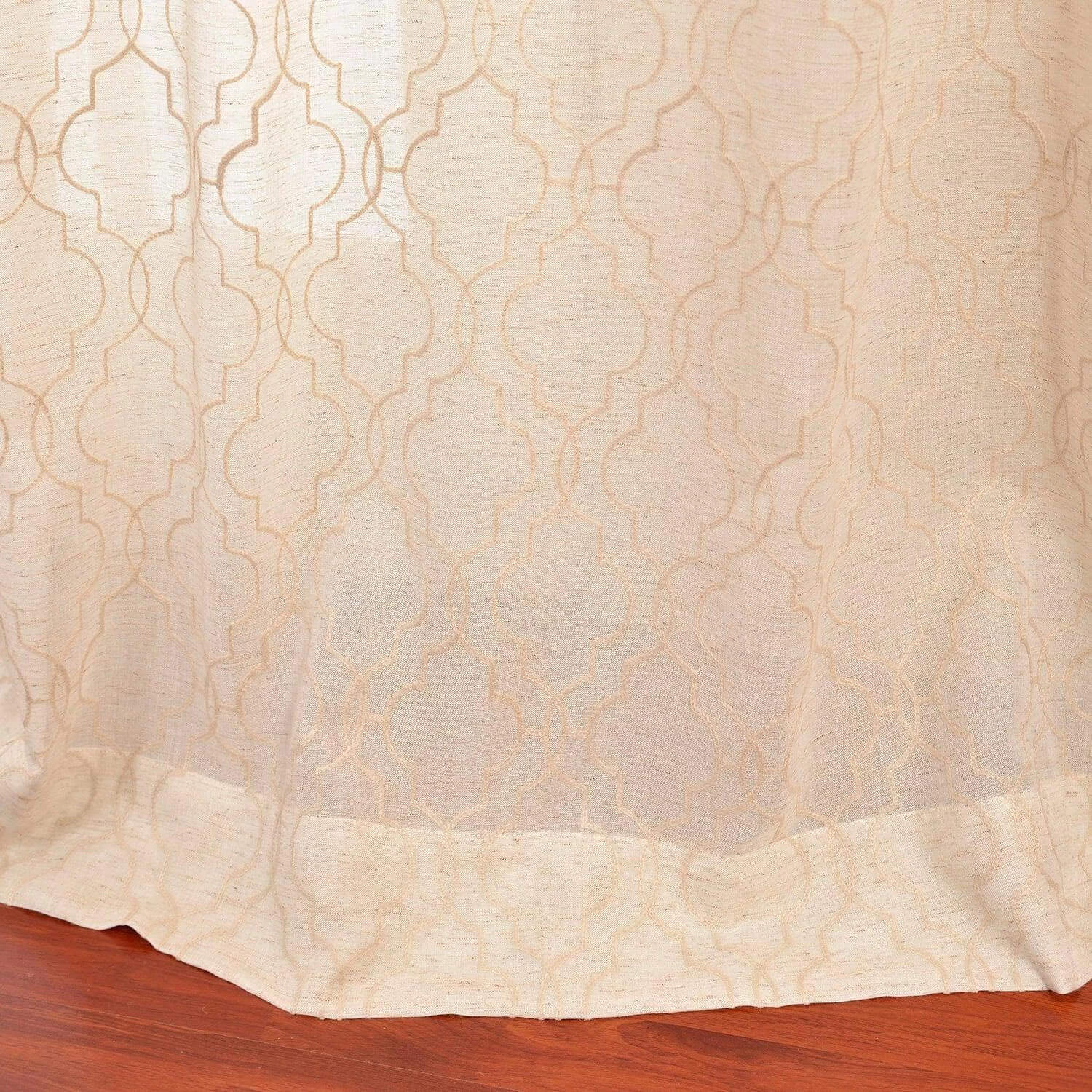 Saida Natural Embroidered Patterned Faux Linen Sheer Curtain 6 Saida Natural Embroidered Patterned Faux Linen Sheer Curtain - Image 4
