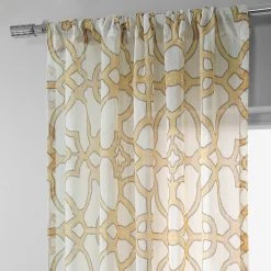 SeaGlass Yellow Printed Sheer Curtain 10 SeaGlass Yellow Printed Sheer Curtain -Chic Curtains Shop SHCH PS16073A pole pocket header