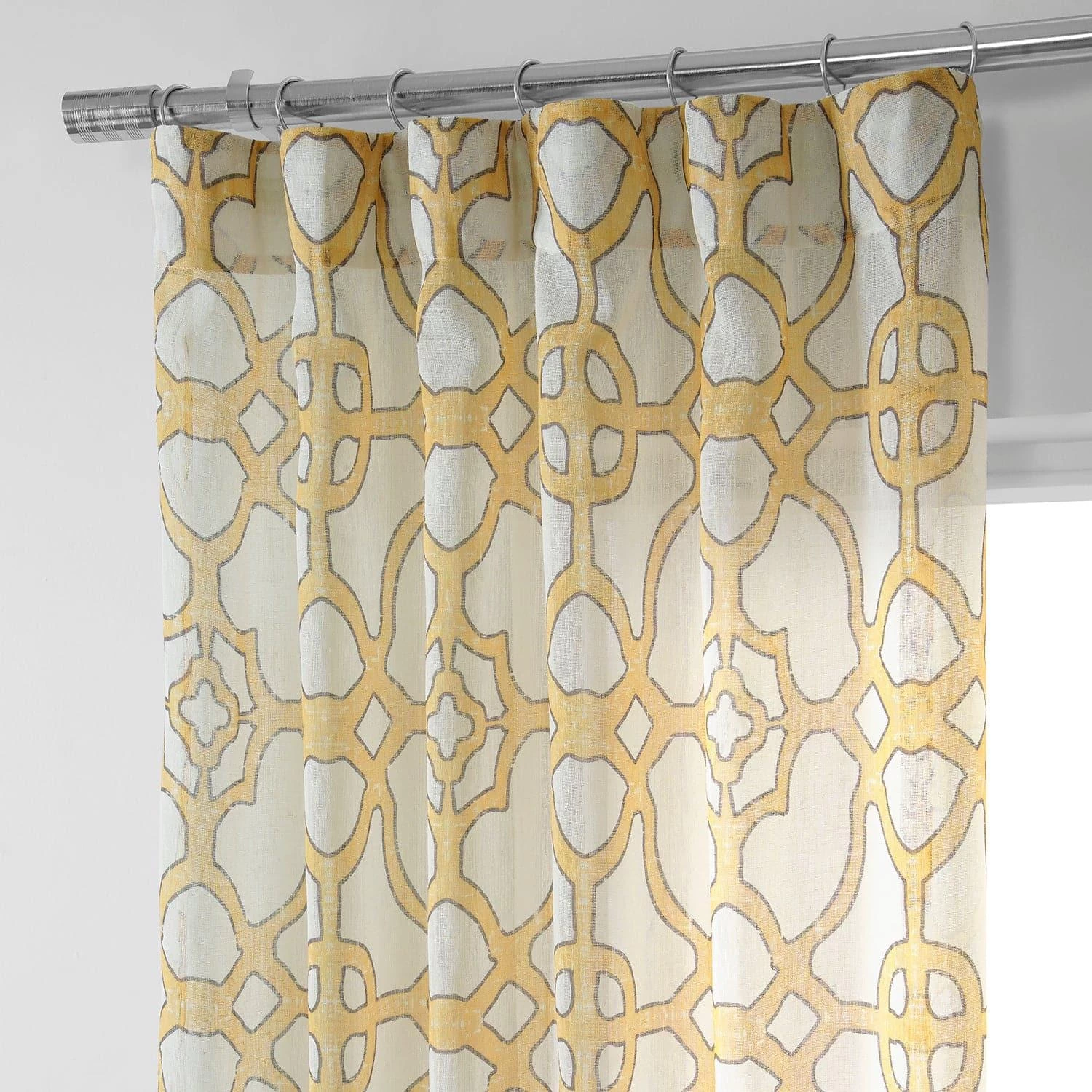 SeaGlass Yellow Printed Sheer Curtain 4 SeaGlass Yellow Printed Sheer Curtain - Image 2