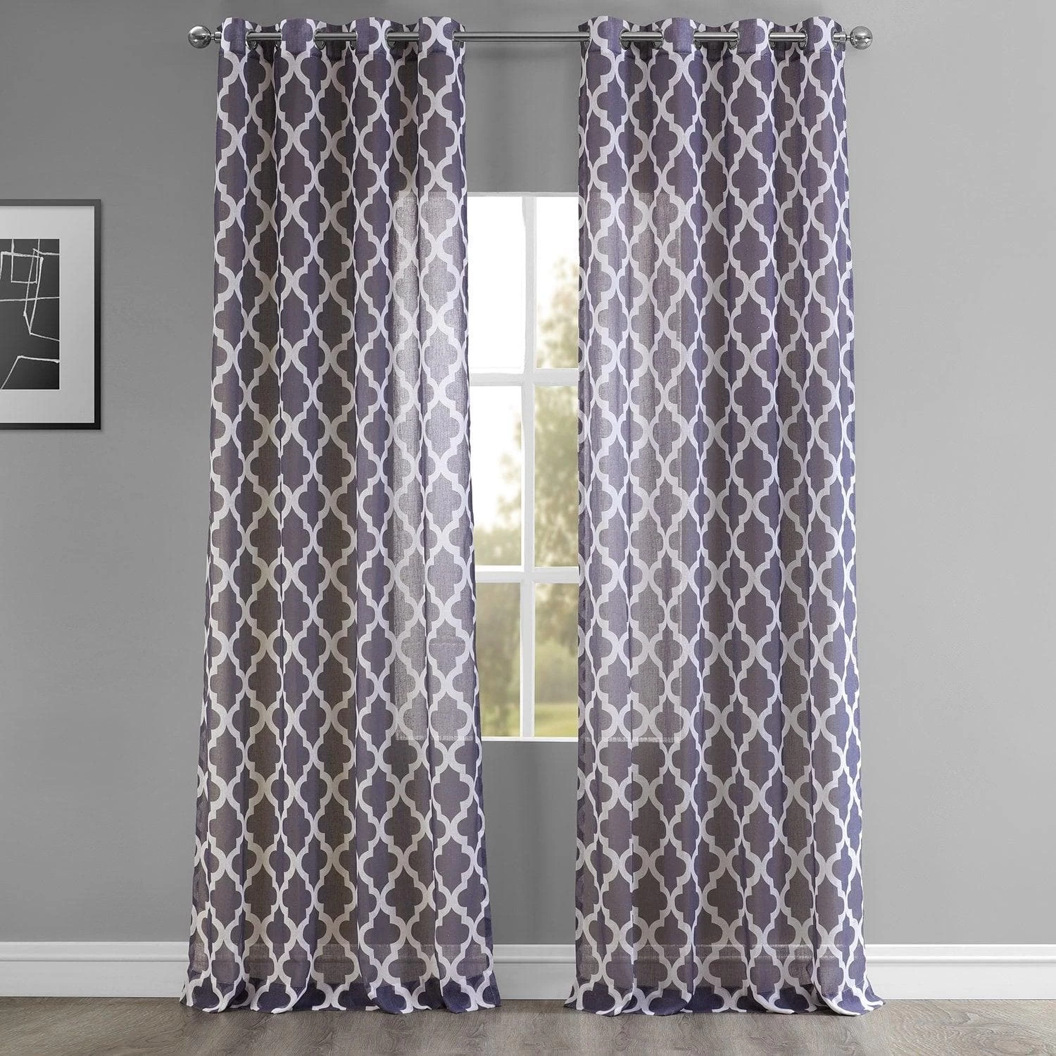 Birmingham Mulberry Grommet Printed Sheer Curtain 3 Birmingham Mulberry Grommet Printed Sheer Curtain