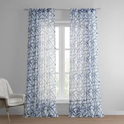 Matrix Blue Printed Sheer Curtain