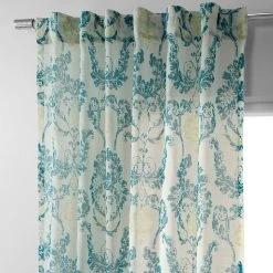 Terrace Teal Printed Sheer Curtain -Chic Curtains Shop SHCH PS18072B back tab header
