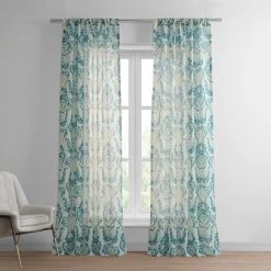 Terrace Teal Printed Sheer Curtain