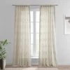Suez Natural Embroidered Patterned Faux Linen Sheer Curtain