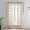 Suez Bronze Embroidered Patterned Faux Linen Sheer Curtain -Chic Curtains Shop SHCH SLWE5296 front view
