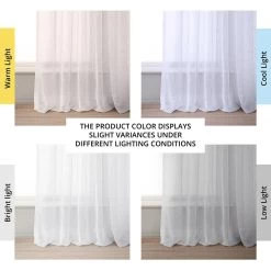 Cirro Off White Solid Linen Sheer Curtain Pair (2 Panels) -Chic Curtains Shop SHCH SP07161 angled front view