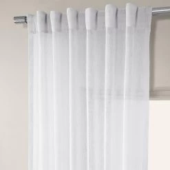 Cirro Off White Solid Linen Sheer Curtain Pair (2 Panels) -Chic Curtains Shop SHCH SP07161 back tab header