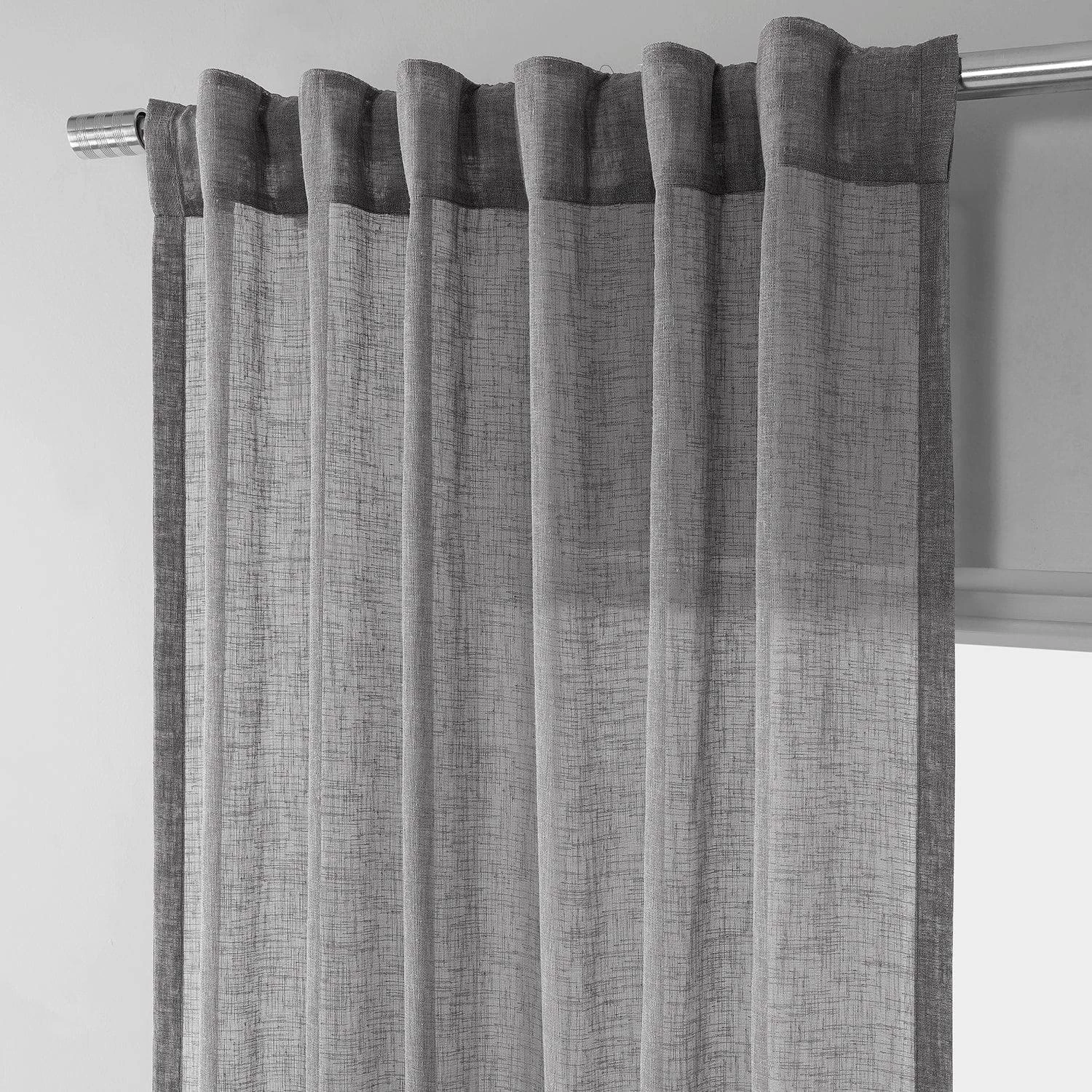 Nimbo Grey Solid Linen Sheer Curtain Pair (2 Panels) 6 Nimbo Grey Solid Linen Sheer Curtain Pair (2 Panels) - Image 4