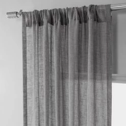 Nimbo Grey Solid Linen Sheer Curtain Pair (2 Panels) 10 Nimbo Grey Solid Linen Sheer Curtain Pair (2 Panels) -Chic Curtains Shop SHCH SP071617 pole pocket header