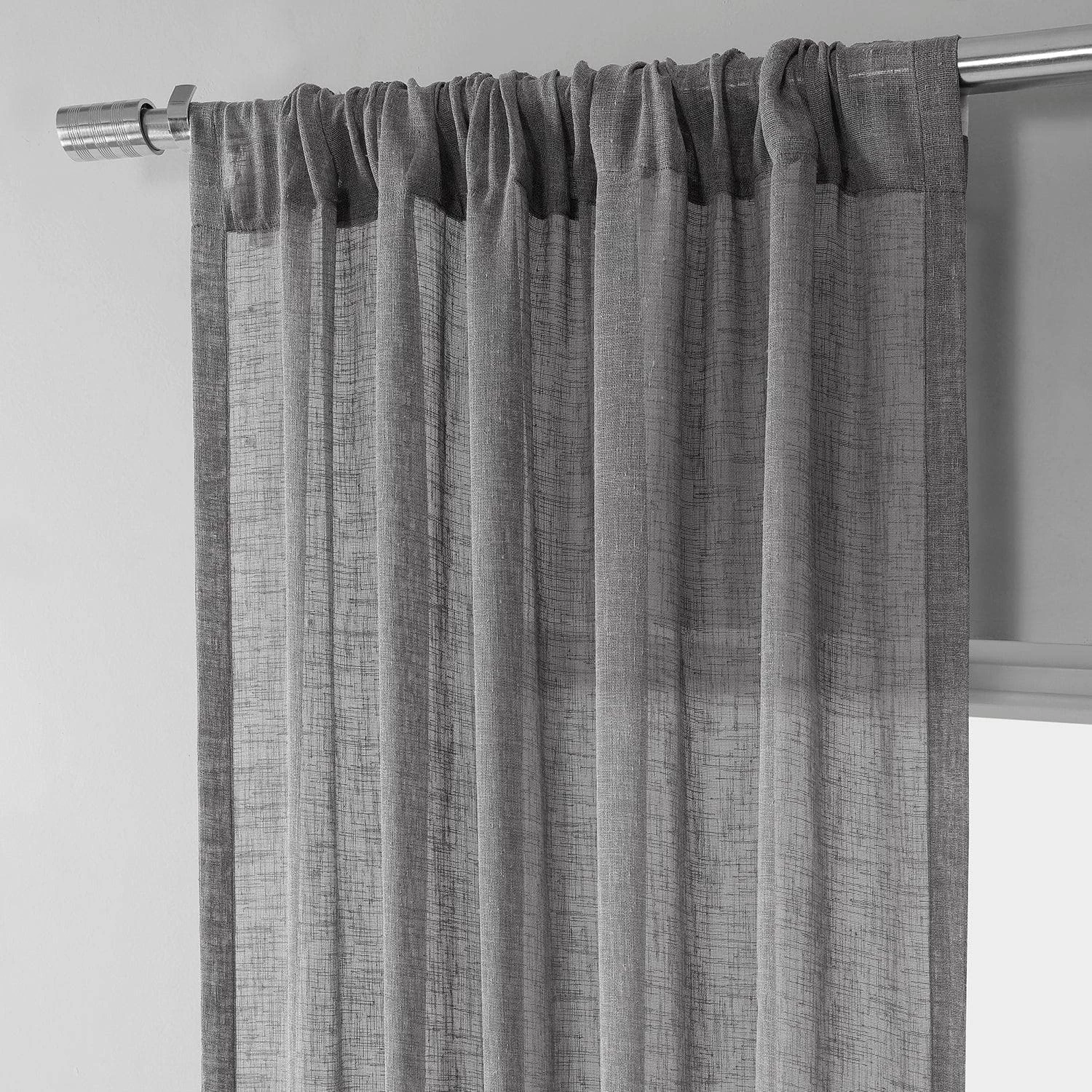 Nimbo Grey Solid Linen Sheer Curtain Pair (2 Panels) 5 Nimbo Grey Solid Linen Sheer Curtain Pair (2 Panels) - Image 3