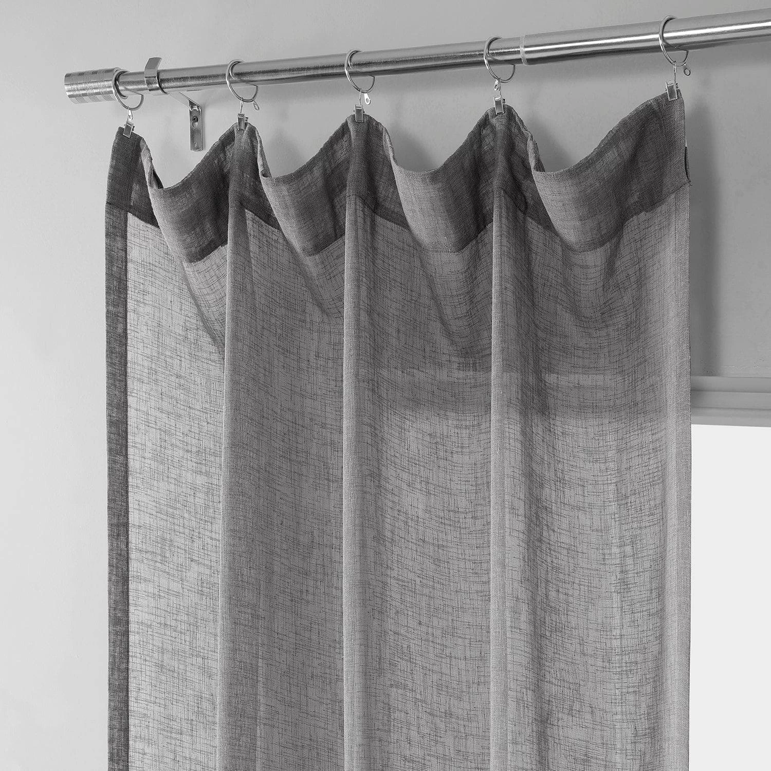 Nimbo Grey Solid Linen Sheer Curtain Pair (2 Panels) 4 Nimbo Grey Solid Linen Sheer Curtain Pair (2 Panels) - Image 2