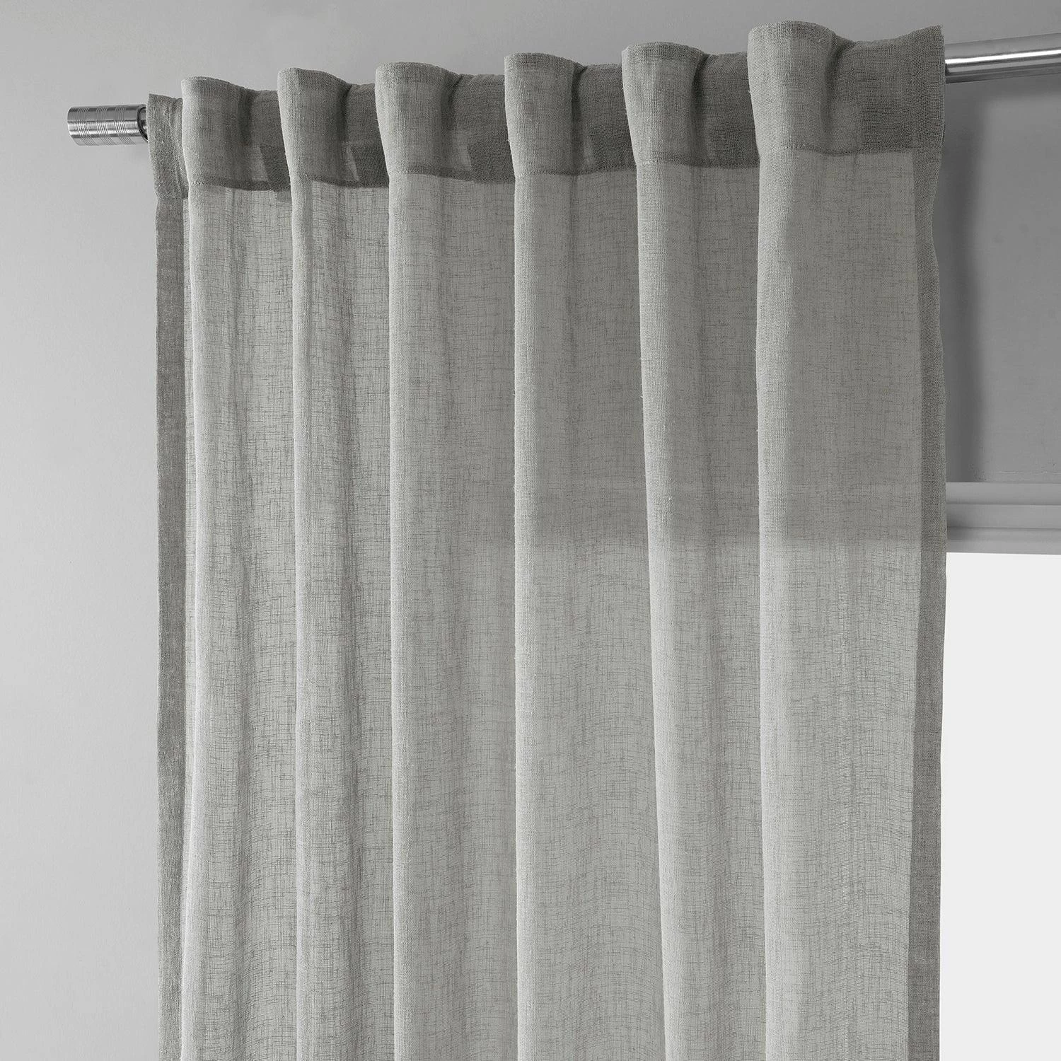 Alto Grey Solid Linen Sheer Curtain Pair (2 Panels) 6 Alto Grey Solid Linen Sheer Curtain Pair (2 Panels) - Image 4