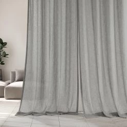 Alto Grey Solid Linen Sheer Curtain Pair (2 Panels) 12 Alto Grey Solid Linen Sheer Curtain Pair (2 Panels) -Chic Curtains Shop SHCH SP07163 front view 1