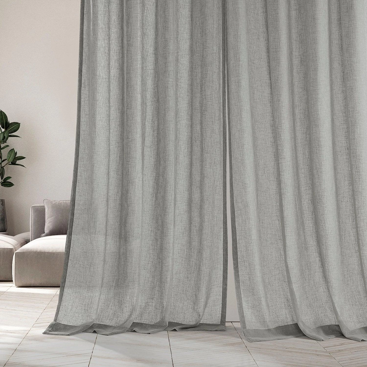 Alto Grey Solid Linen Sheer Curtain Pair (2 Panels) 7 Alto Grey Solid Linen Sheer Curtain Pair (2 Panels) - Image 5