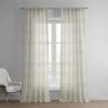 Global White Embroidered Linen Sheer Curtain Pair (2 Panels) 1 Global White Embroidered Linen Sheer Curtain Pair (2 Panels) -Chic Curtains Shop SHCH SP5294 front view
