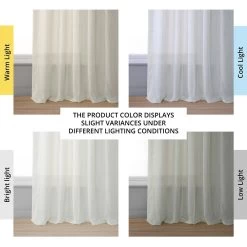 Meridian White Striped Linen Sheer Curtain Pair (2 Panels) 13 Meridian White Striped Linen Sheer Curtain Pair (2 Panels) -Chic Curtains Shop SHCH SP66083 angled front view