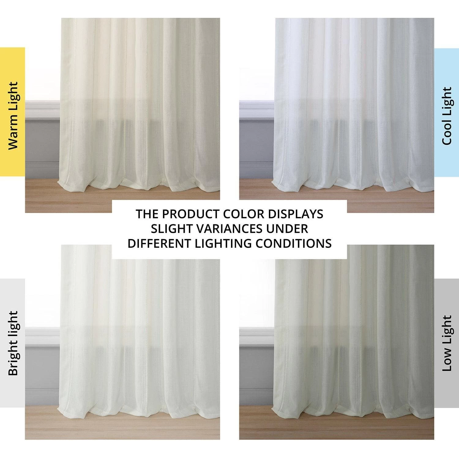 Meridian White Striped Linen Sheer Curtain Pair (2 Panels) 8 Meridian White Striped Linen Sheer Curtain Pair (2 Panels) - Image 6