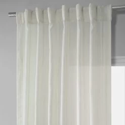 Meridian White Striped Linen Sheer Curtain Pair (2 Panels) 11 Meridian White Striped Linen Sheer Curtain Pair (2 Panels) -Chic Curtains Shop SHCH SP66083 back tab header