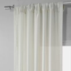 Meridian White Striped Linen Sheer Curtain Pair (2 Panels) 10 Meridian White Striped Linen Sheer Curtain Pair (2 Panels) -Chic Curtains Shop SHCH SP66083 pole pocket header