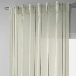 Meridian Gold Striped Linen Sheer Curtain Pair (2 Panels) -Chic Curtains Shop SHCH SP66085 back tab header