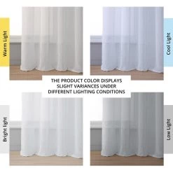 Aspen White Grommet Textured Faux Linen Sheer Curtain 13 Aspen White Grommet Textured Faux Linen Sheer Curtain -Chic Curtains Shop SHCH SS07161 GR angled front view