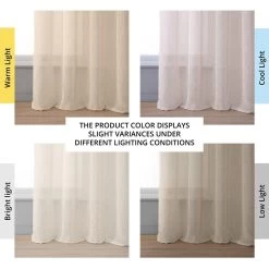 Cotton Seed Grommet Textured Faux Linen Sheer Curtain -Chic Curtains Shop SHCH SS071611 GR angled front view
