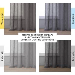 Gravel Grey Grommet Textured Faux Linen Sheer Curtain 13 Gravel Grey Grommet Textured Faux Linen Sheer Curtain -Chic Curtains Shop SHCH SS071617 GR angled front view