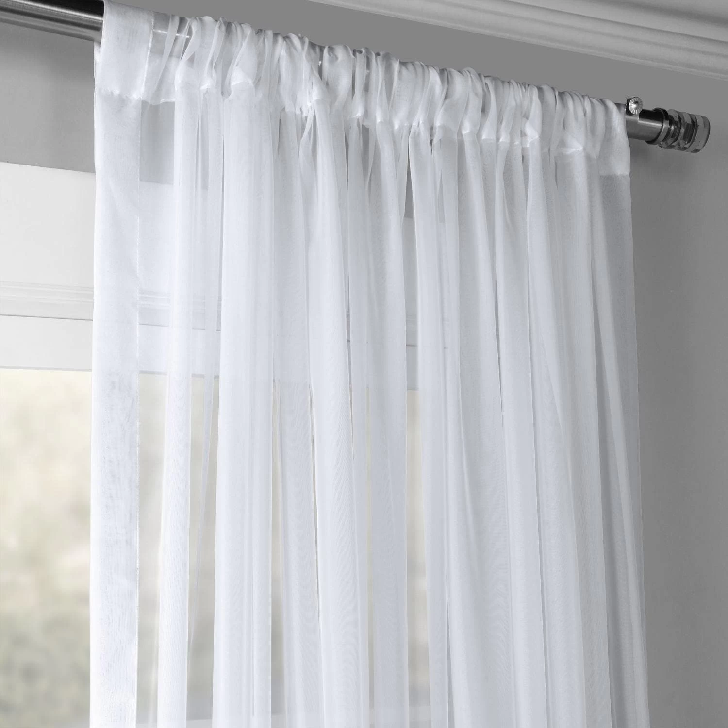 Solid White Extra Wide Voile Sheer Curtain 4 Solid White Extra Wide Voile Sheer Curtain - Image 2