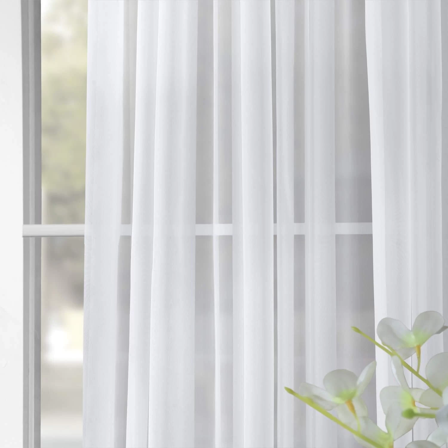 Solid White Extra Wide Voile Sheer Curtain 6 Solid White Extra Wide Voile Sheer Curtain - Image 4