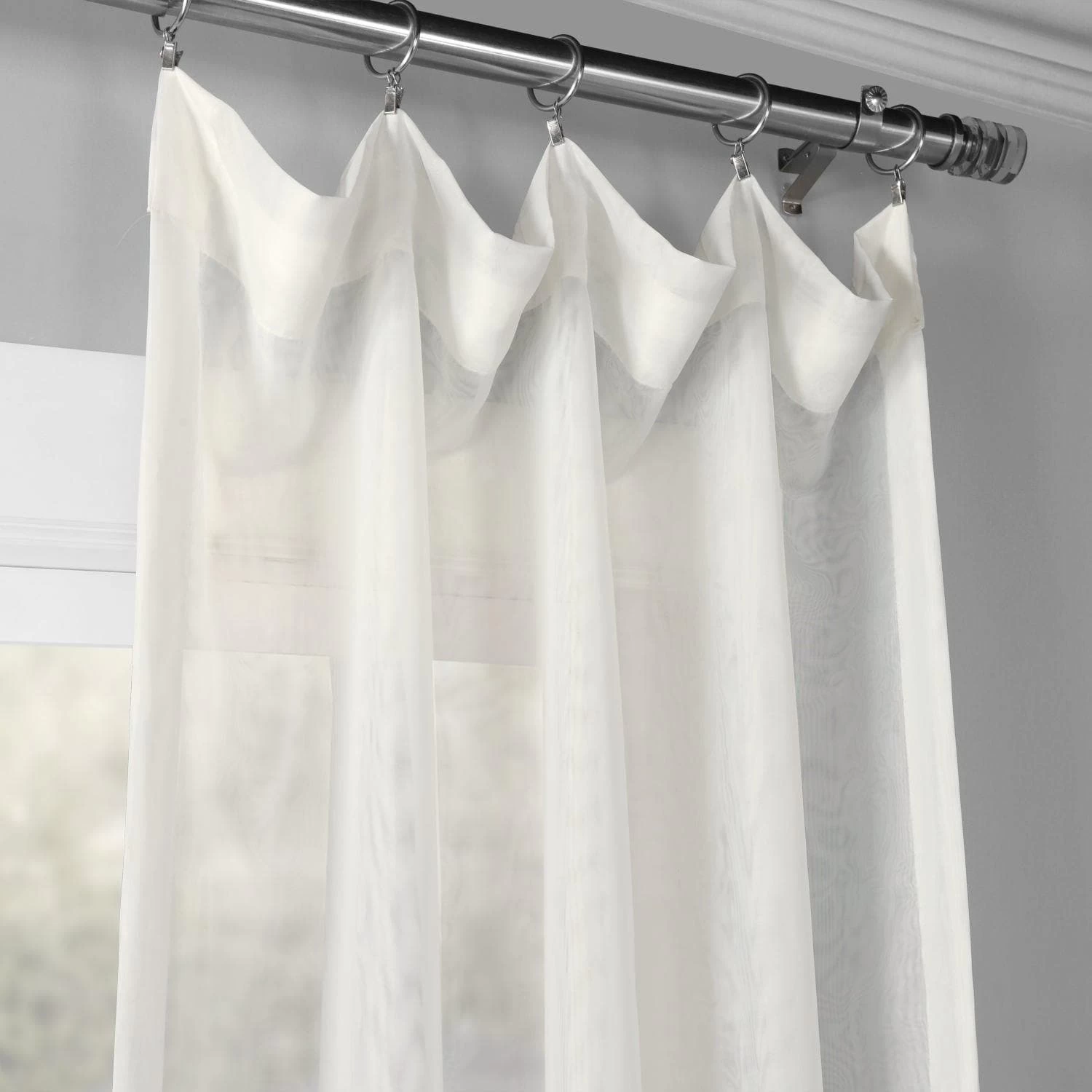 Double Layered Off White Voile Sheer Curtain 4 Double Layered Off White Voile Sheer Curtain - Image 2