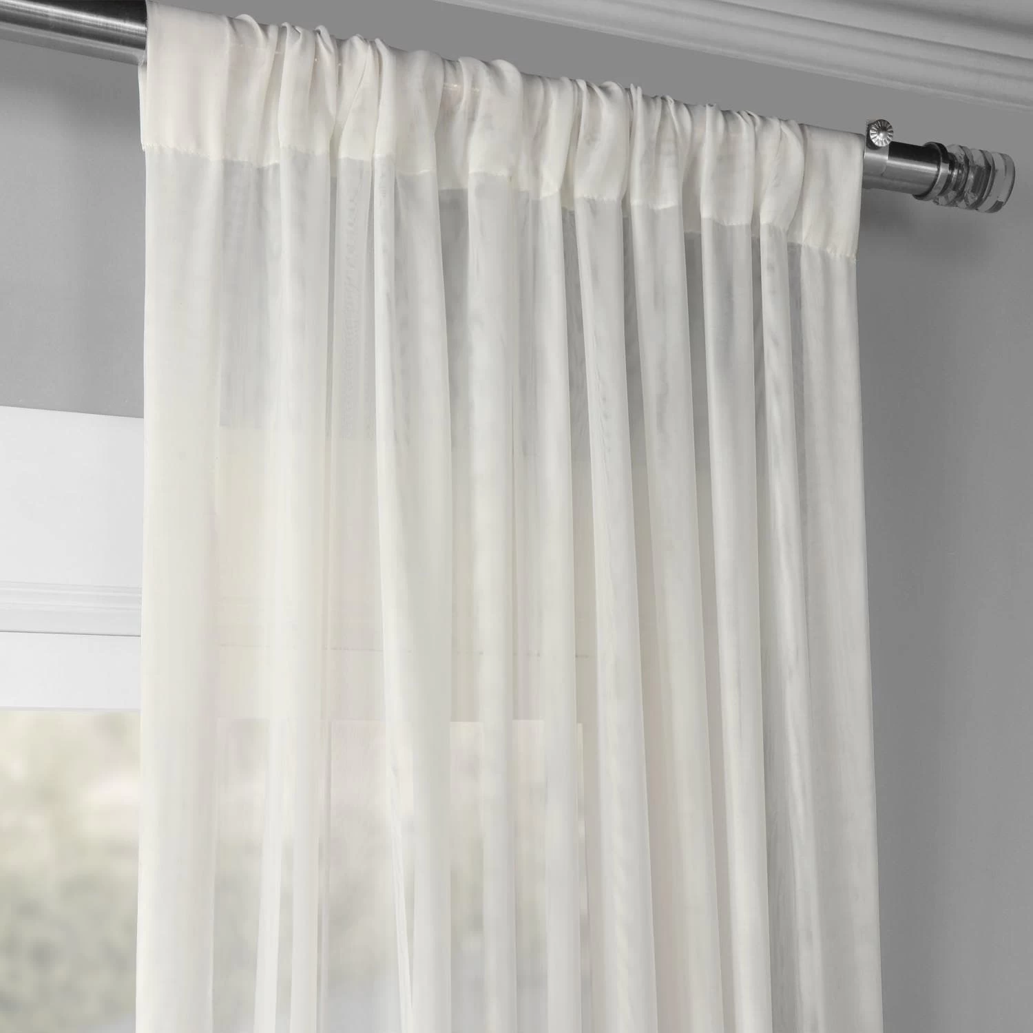 Double Layered Off White Voile Sheer Curtain 5 Double Layered Off White Voile Sheer Curtain - Image 3