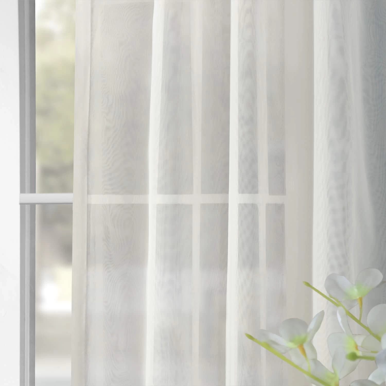 Double Layered Off White Voile Sheer Curtain 7 Double Layered Off White Voile Sheer Curtain - Image 5