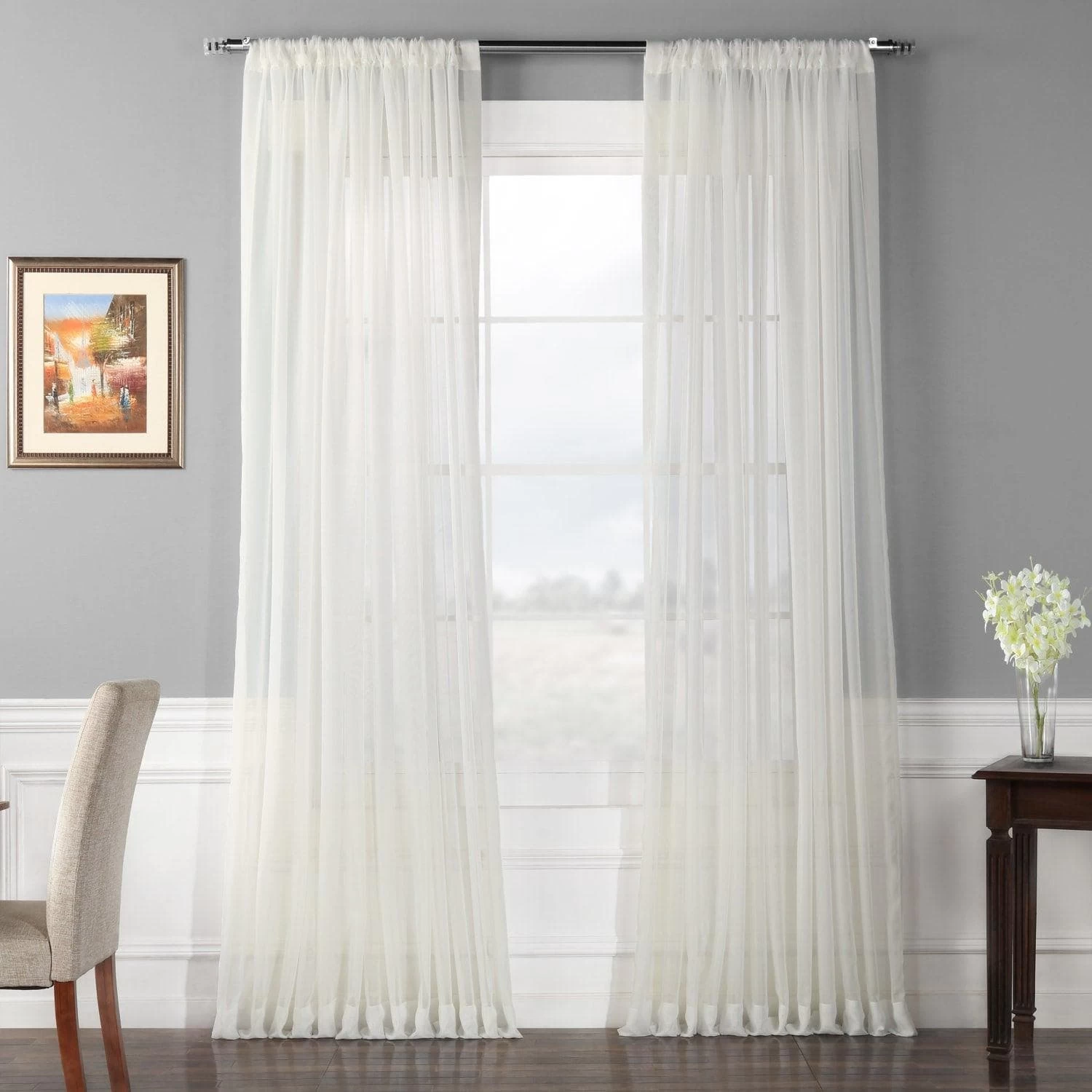 Solid Off White Extra Wide Voile Sheer Curtain 3 Solid Off White Extra Wide Voile Sheer Curtain