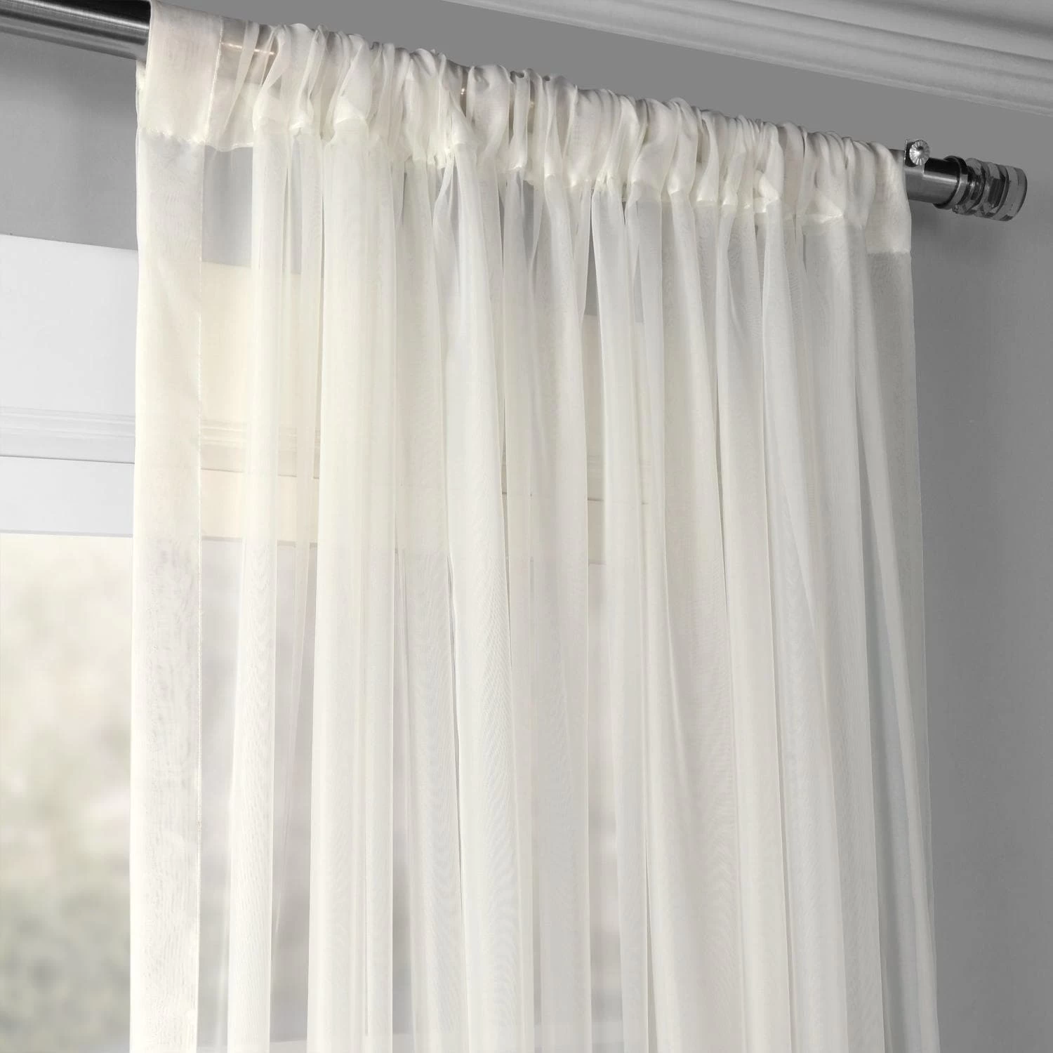 Solid Off White Extra Wide Voile Sheer Curtain 4 Solid Off White Extra Wide Voile Sheer Curtain - Image 2