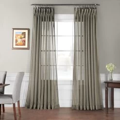 Double Layered Museum Grey Extra Wide Voile Sheer Curtain