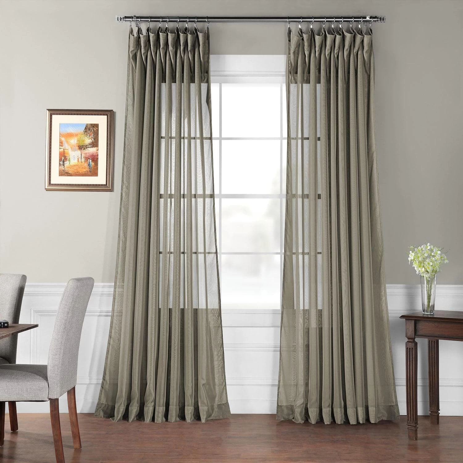 Double Layered Museum Grey Extra Wide Voile Sheer Curtain 3 Double Layered Museum Grey Extra Wide Voile Sheer Curtain