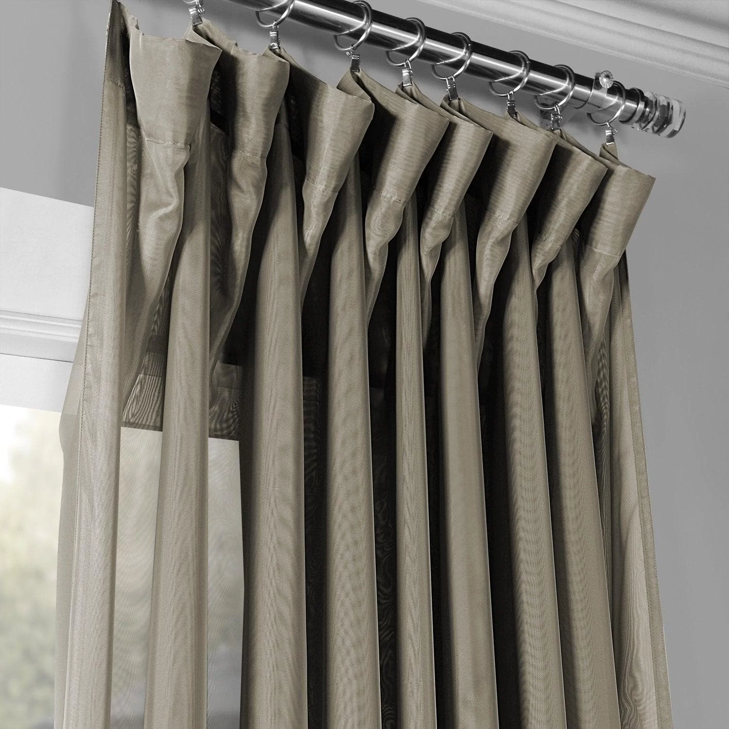 Double Layered Museum Grey Extra Wide Voile Sheer Curtain 4 Double Layered Museum Grey Extra Wide Voile Sheer Curtain - Image 2