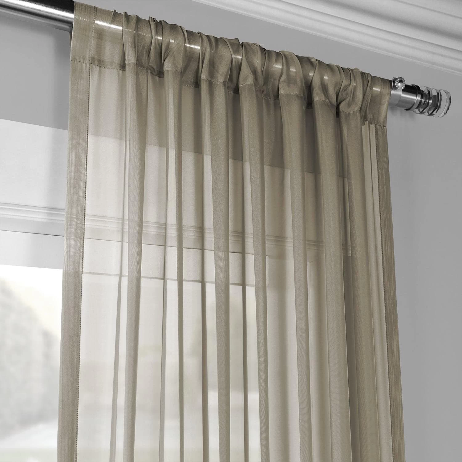 Solid Museum Grey Voile Sheer Curtain Pair (2 Panels) 4 Solid Museum Grey Voile Sheer Curtain Pair (2 Panels) - Image 2