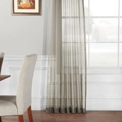 Solid Museum Grey Voile Sheer Curtain Pair (2 Panels) 10 Solid Museum Grey Voile Sheer Curtain Pair (2 Panels) -Chic Curtains Shop SHCH VOL6 PR 49000 2